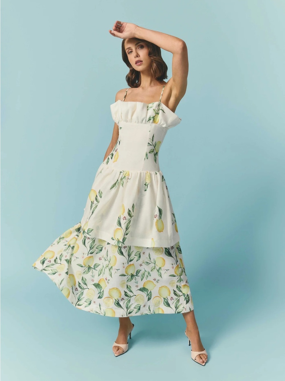 Elliatt Hana Lemon Print Tiered Maxi Dress